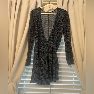 Brandy Melville Blue wrap dress, with white flowers